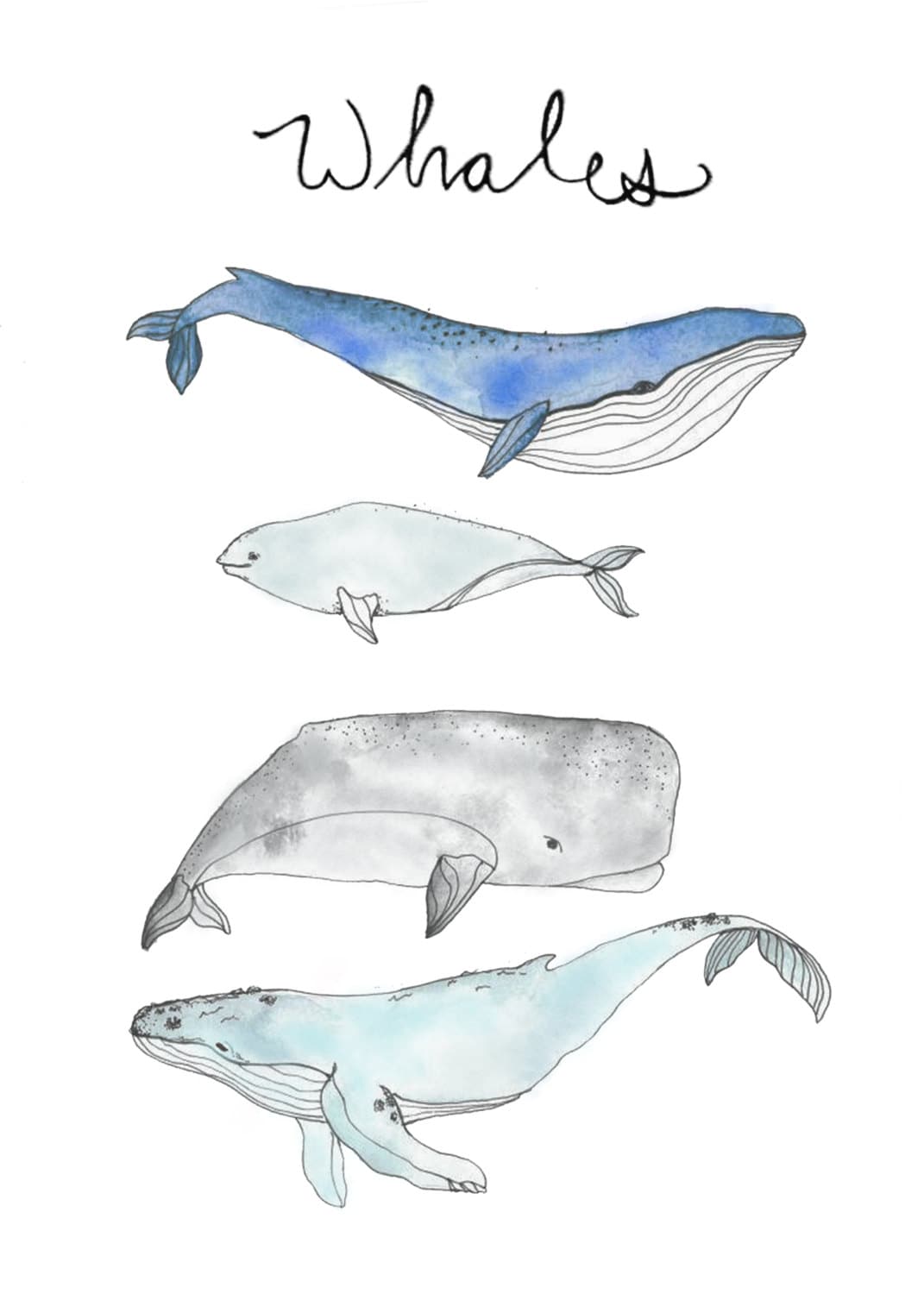 Whales Watercolor Printable Digital Download File - Etsy