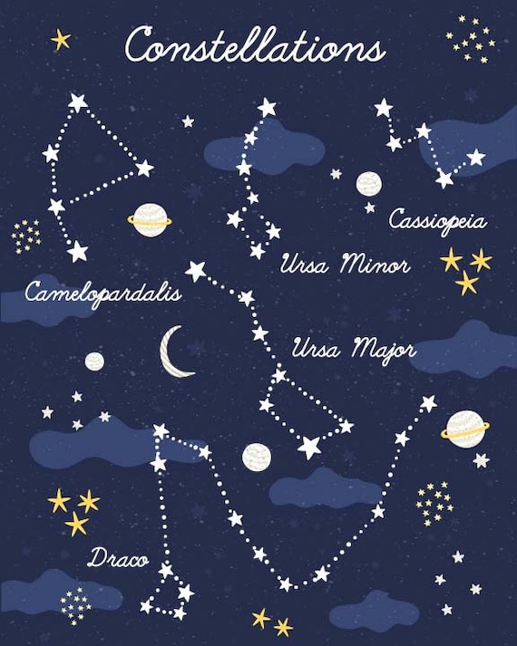 Constellations Print, 8 X 10 In, 11 X 14 In, 17 X 22 In, Constellations for  Kids, Constellation Map, Children Wall Art, Arts Nursery - Etsy Singapore