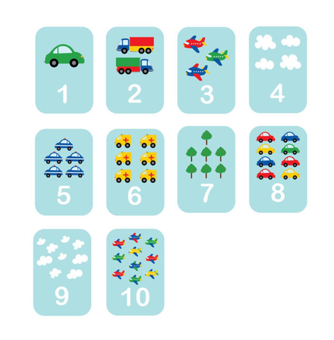 number flash cards 1 to 10 numbers printable cards kids etsy