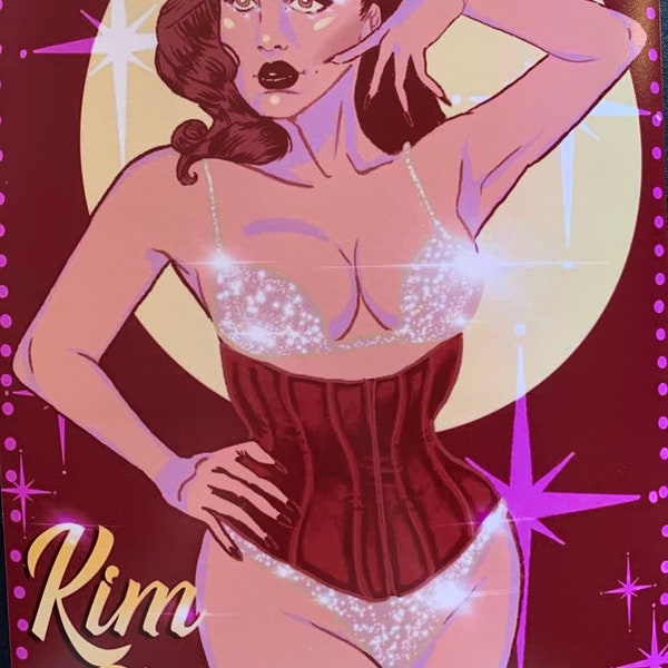 Kim Khaos Signed Burlesque Photo Print 8 x 10 Pinup Art Robbie Reid Illustration