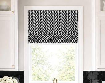 Black and White Roman Shade, Modern Kitchen Faux Shade Valance, Eastwood in Ecru