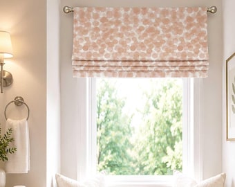 Roman Shade, Faux Shade Valance - Pinch Pleat, Back Tab, or Rod Pocket Curtain, Peachy Orange, White, Alessio in Apricot