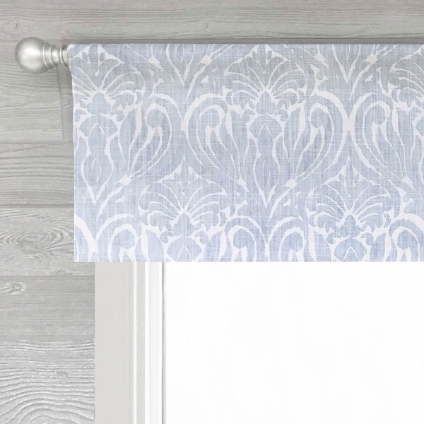 Lined Flat Valance; Modern Straight Valance, Neutral Colors of Powder Blue, Sand, Gray, or Black;  Joash; up to 52"W