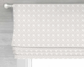 Dothan in Greige Lined Faux (Stationary) Roman Shade Valance;  Custom Curtain