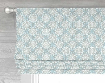 Sapelo in Spa Lined Faux (Stationary) Roman Shade Valance;  Custom Curtain