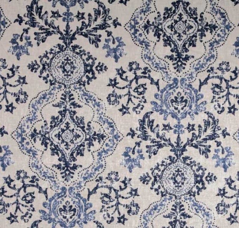 Stone Magnolia Home Fashions Avalon Navy Blue Florals Fits Single Window 33-42 Inches ONLY Shaped Rod Pocket Custom Valance Brown