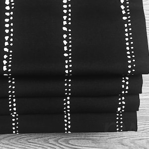 Lined Black and White Faux Flat Roman Shade Window Valance, Modern Dot Stripe; Carlo in Black;  Custom Sizing