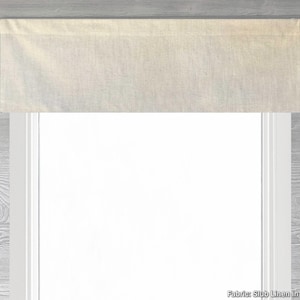 Lined Flat Valance; Solid Natural Linen Straight Window Valance, Heavy Linen Blend in Cream, Beige; Slub Linen in Natural; up to 52&quot; W