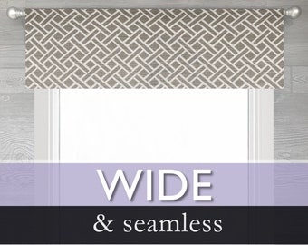 Lined Flat Valance; Blue, Black, Brown, Taupe or Gray Straight Valance, Modern Geometric;  Eastwood; 52-1/2" to 87" Wide