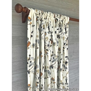 Dandelion in Slate Rod Pocket Drapery, Cafe Curtain, Custom Made to Order. Grey Taupe Watercolor Floral, Sold Per Each Single Panel