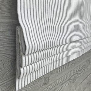 Roman Shade or Faux Shade Valance - Match With Curtain, Black and White Classic Ticking Stripe in Warm Black for Country Kitchens