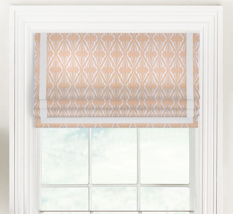 Custom Lined Faux Flat Roman Shade 34-14 to 50 Wide Blue, Green, or Salmon Pink Premier Prints Scott Living Biscay