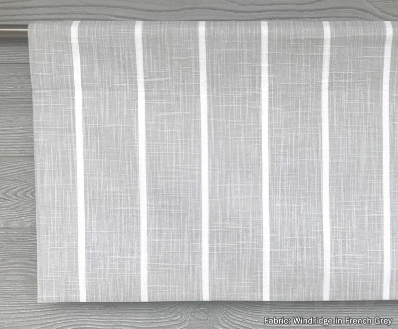 Lined Flat Valance Modern Farmhouse Stripe Straight Valance Dark Blue, Navy, Gray, Green Windridge up to 52W image 5