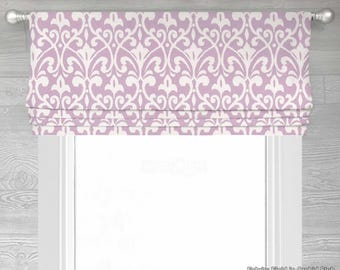 Roman Shade, Faux Shade Valance, Purple/Pink and White, Pinch Pleat Curtain Available, Field in Orchid