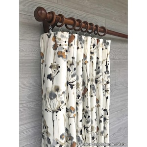 Dandelion in Slate Rod Pocket Drapery, Cafe Curtain, Custom Made to Order. Grey Taupe Watercolor Floral, Sold Per Each Single Panel