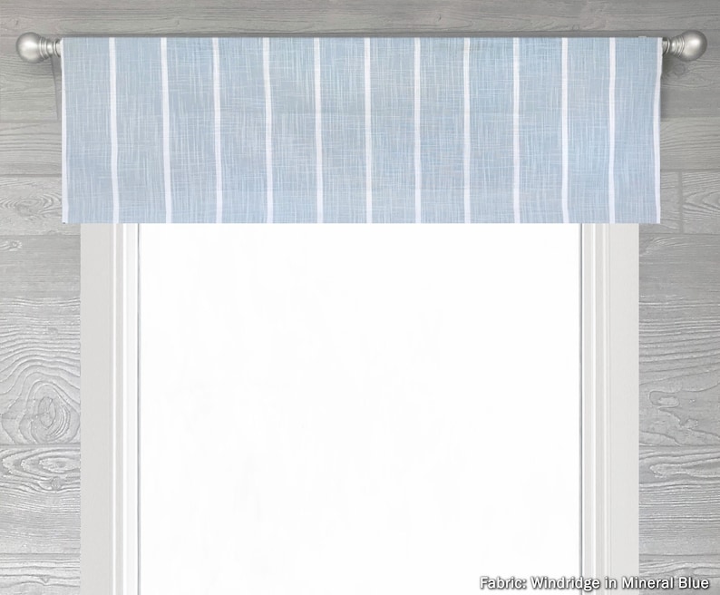 Lined Flat Valance Modern Farmhouse Stripe Straight Valance Dark Blue, Navy, Gray, Green Windridge up to 52W image 1