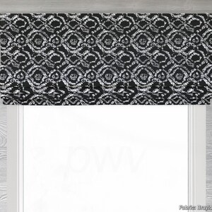 Lined Black and White Faux Flat Roman Shade Window Valance, Modern, Braylon in Ink; up to 52 Inches Wide Custom Sizing