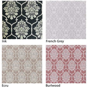 Shaped Rod Pocket Custom Valance, Fits Single Window 33 - 42 Inches ONLY, Cornice Style, Modern Floral Medallion; Black; Gray; Dreamscape image 5