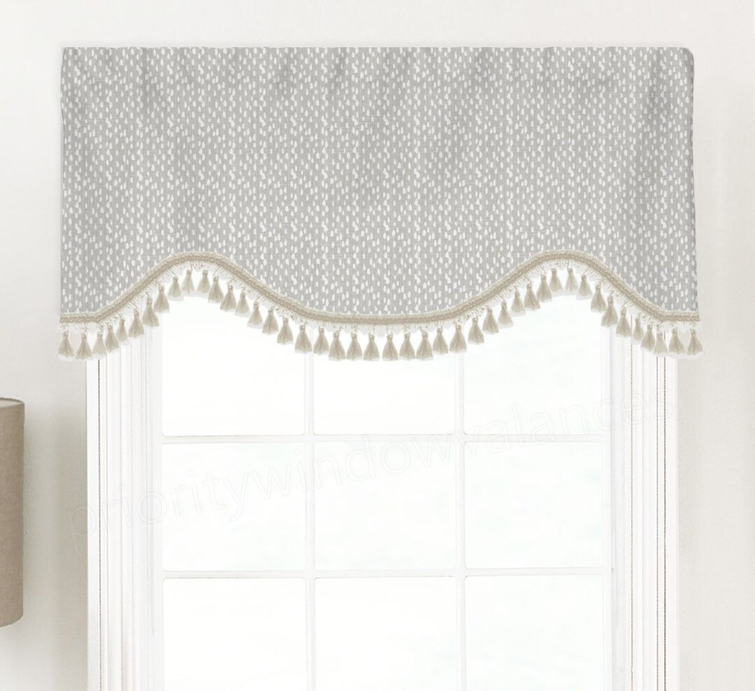 Shaped Rod Pocket Custom Valance, Fits Single Window 33 - 42