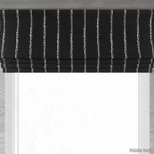 Lined Black and White Faux Flat Roman Shade Window Valance, Modern Dot Stripe; Carlo in Black; Custom Size Window Curtain