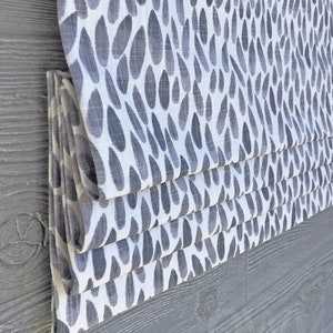 Lined Grey and Pale Amethyst Faux Mock Roman Shade Valance Modern Small Pattern Lotus in Napa Custom Sizing image 1