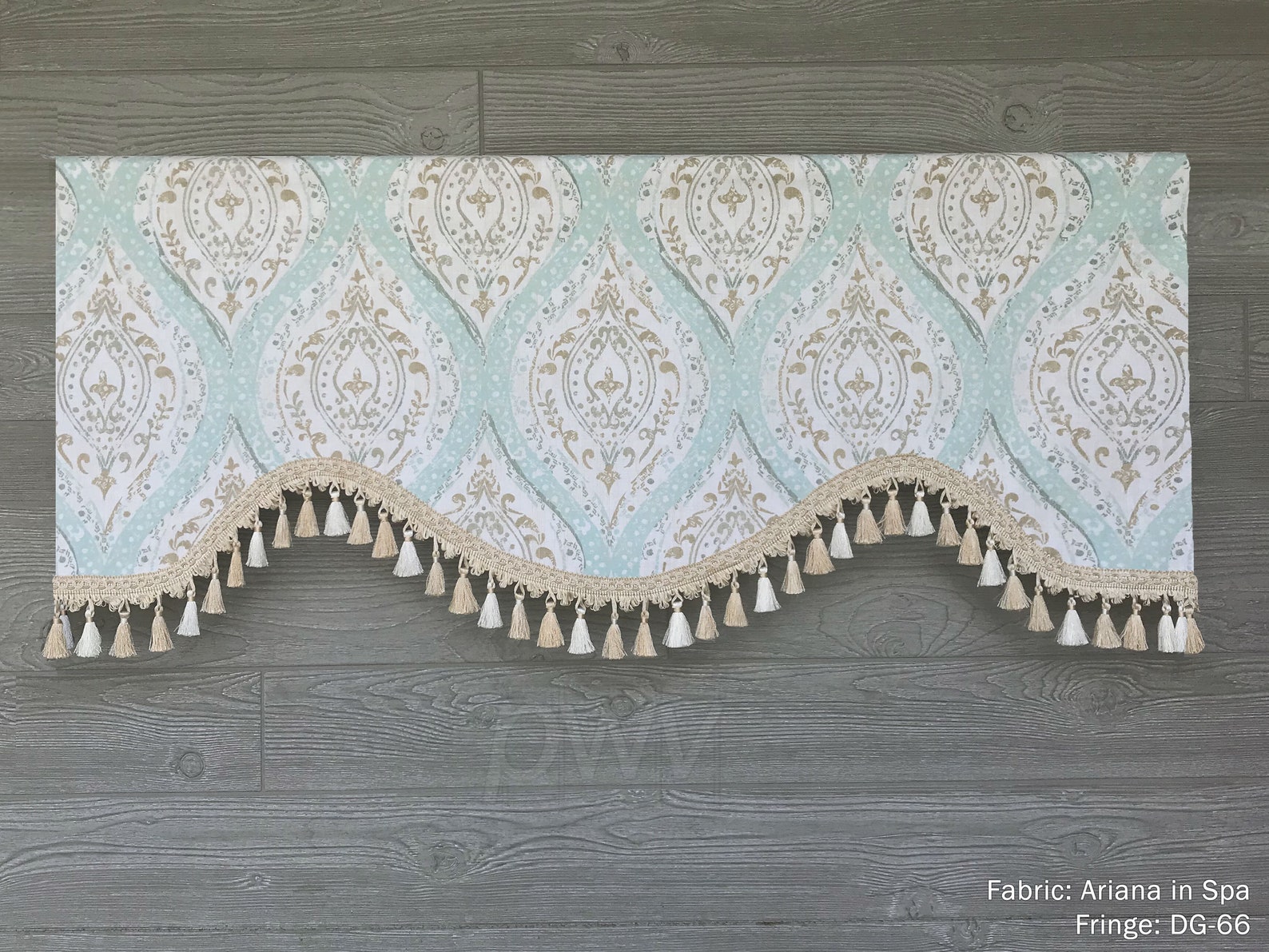 Shaped Rod Pocket Custom Valance, Fits Single Window 33 - 42