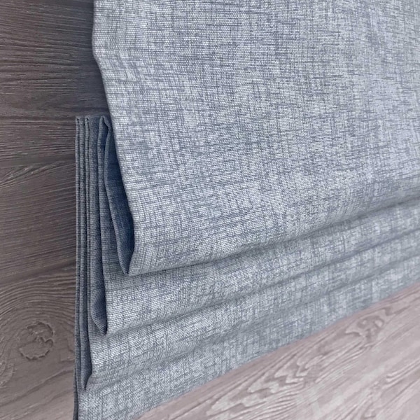 Roman Shade, Faux Shade Valance, Solid Print; Jackson in Vintage Blue