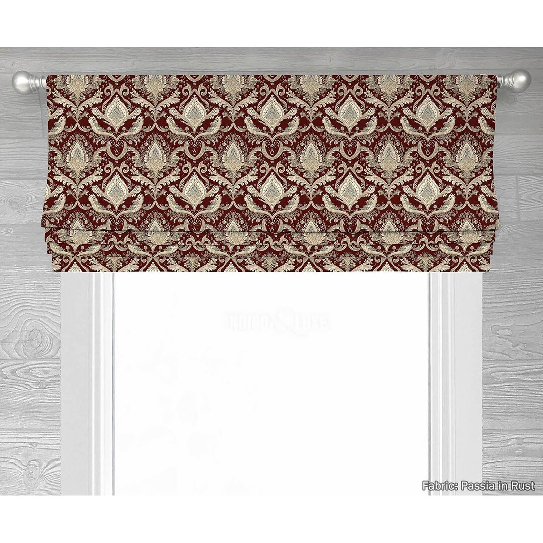 Rust Valance Passia in Rust Faux (fake) Roman Shade Window Valance; Custom Curtain ...