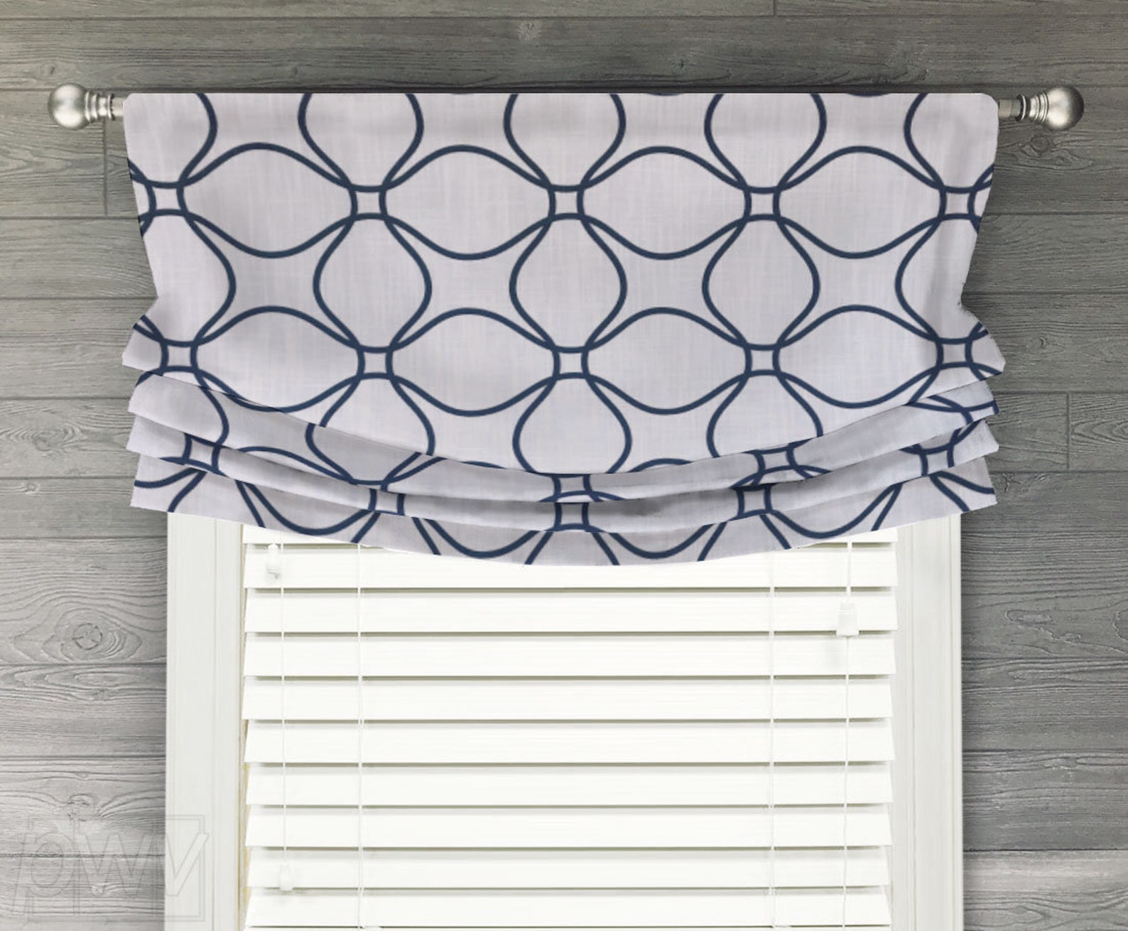 Custom Relaxed Roman Shade Balloon Valance Geometric Modern Etsy