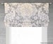 Cream, Ivory and Gray Neutral Faux (Stationary) Roman Shade Valance; Large Modern Floral Medallion, Magnolia Belmont in Mist; up to 52' Wide