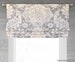 Cream, Ivory and Gray Neutral Faux (Stationary) Roman Shade Valance; Large Modern Floral Medallion, Magnolia Belmont in Mist; up to 52' Wide 