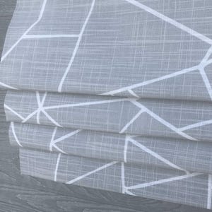 Custom Window Treatment Made with Cut Glass in French Grey Fabric