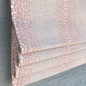 Lined Pink, Light Coral, and White Stripes Faux Flat Roman Shade Window Valance, Antelope in Port;  Custom Sizing