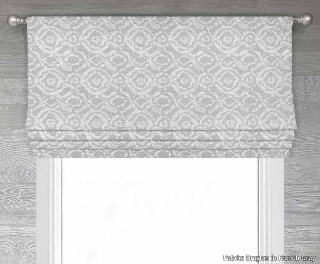 Lined Faux stationary Flat Roman Shade Valance Neutral Modern Design in ...