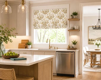 Roman Shade, Faux Shade Valance - Match With Pinch Pleat, Back Tab, or Rod Pocket Curtain, Golden Yellow, White, Daphne in Sun