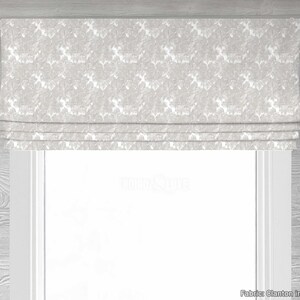 Clanton in Greige Faux (Fake) Roman Shade Window Valance; Custom Curtain, Neutral Colors for Living Rooms; Up to 120 Inches Wide Size