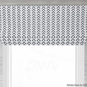 Lined Faux Roman Shade Window Valance; Mud Cloth Style, Boho Chic, Custom Valance in Black, White; Boho in White/Black