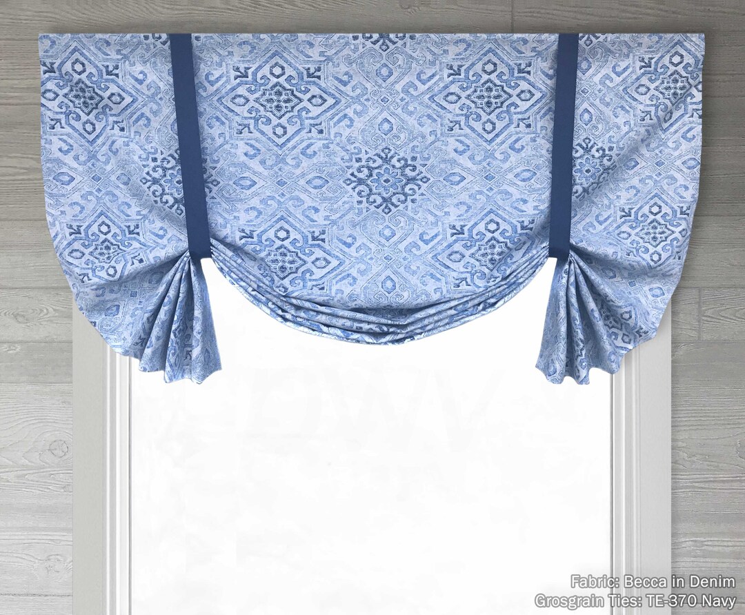 Custom Tailed Balloon Shade Valance With Deep Swags Single to Extra