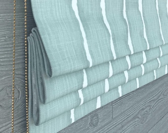 Roman Shade Made in Canal in Harbor Fabric, Functional Slatted Blind, Custom Sized