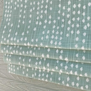 Lined Modern Faux (Fake) Flat Roman Shade Valance, Geometric Modern in Spa Blue/Green; Destiny in Drizzle;  Custom Sizing