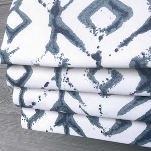 Custom Window Treatment Made with Tribal in Vintage Indigo Fabric