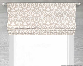 Roman Shade, Faux Shade Valance, Modern Geometric Lattice in a Warm Color Tone; Field in Spice