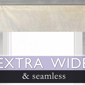 Lined Flat Valance; Solid Natural Linen Straight Valance, Heavy Linen Blend in Cream, Beige; Slub Linen in Natural; 87-1/2&quot; - 120&quot; Wide