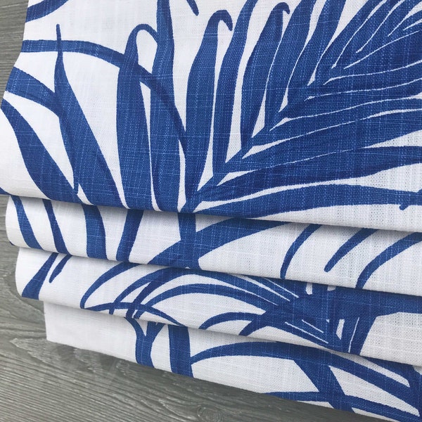 Lined Faux (Fake) Flat Roman Shade Valance in Indigo Blue, Modern Tropical Beach House; Karoo in Commodore Blue;  Custom Size