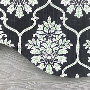 Shaped Rod Pocket Custom Valance, Fits Single Window 33 - 42 Inches ONLY, Cornice Style, Modern Floral Medallion; Black; Gray; Dreamscape image 4