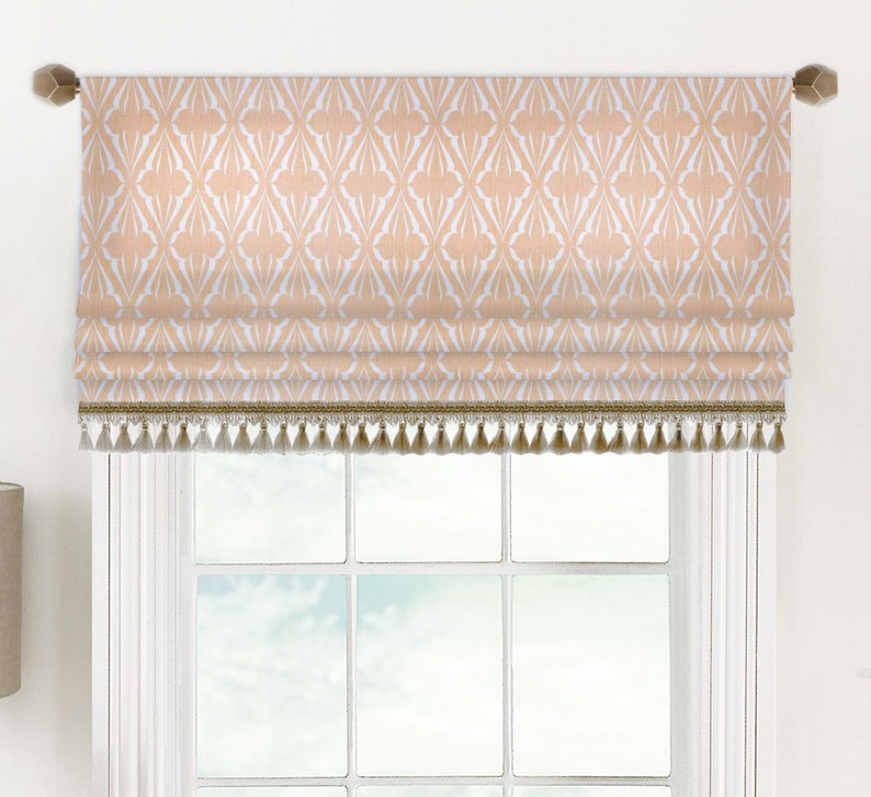Custom Lined Faux Flat Roman Shade 34-14 to 50 Wide Blue, Green, or Salmon Pink Premier Prints Scott Living Biscay