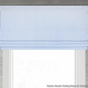 Lined Blue and White Classic Ticking Stripe Faux (Mock) Roman Shade Valance; for Country Kitchens, Classic Ticking Stripe in Weathered Blue