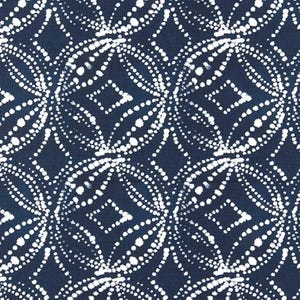 Gerardo in Italian Denim Rod Pocket Drapery 84 96 108, Cafe Curtain, Modern Geometric in Navy Blue, Sold Per Each Single Panel