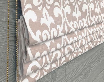Roman Shade Made in Field in Spice Fabric, Functional Slatted Blind, Custom Sized
