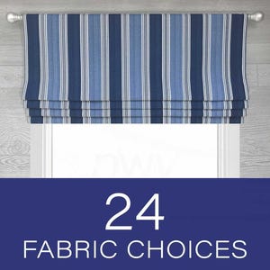 Striped Faux Roman Shade Window Valance Made with Printed or Embroidered Fabrics